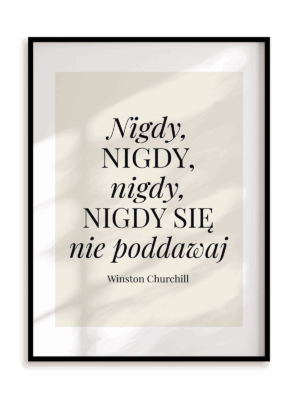 Plakat Nigdy nigdy nigdy się nie poddawaj w ramie aluminiowej