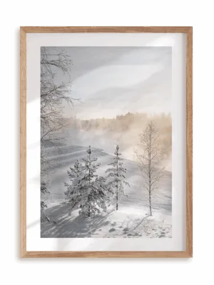 Plakat Zimowy poranek w ramie drewnianej