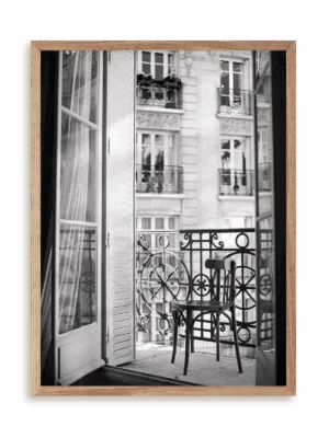 Plakat Paryski balkon w ramie drewnianej