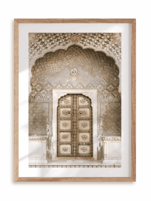 Plakat Orientalne drzwi I w ramie drewnianej