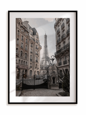 Plakat Widok na wieżę Eiffla w ramie aluminiowej