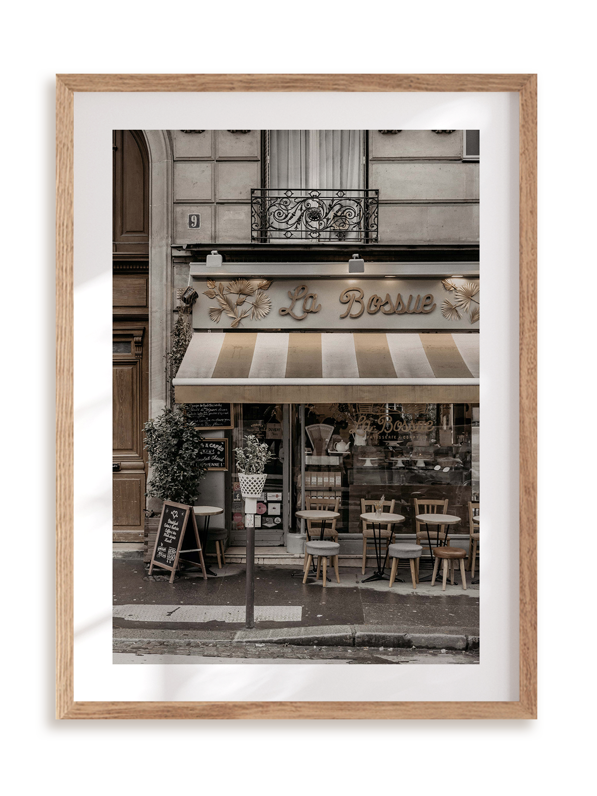 Plakat Paryska kawiarnia w ramie drewnianej
