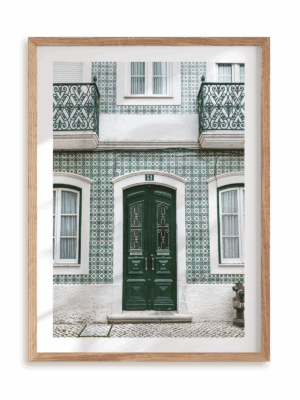 Plakat Zazielenione wejście w ramie drewnianej