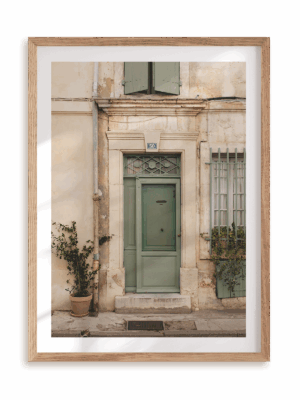 Plakat Zielone drzwi w ramie drewnianej
