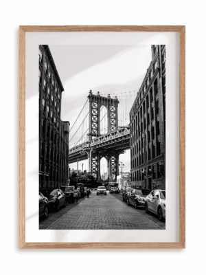 Plakat Manhattan Bridge w ramie drewnianej