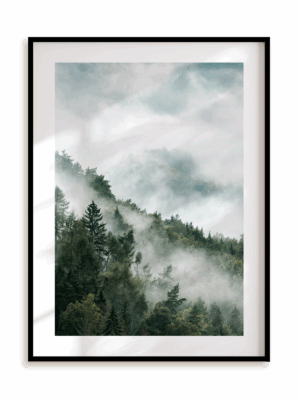 Plakat Mgła w lesie w ramie aluminiowej