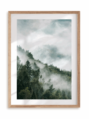 Plakat Mgła w lesie w ramie drewnianej
