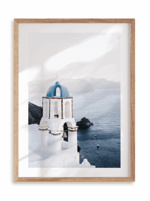 Plakat W Santorini w ramie drewnianej