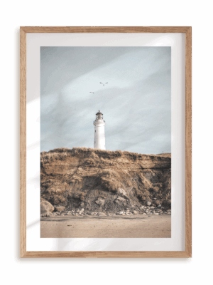 Plakat Latarnia morska w ramie drewnianej