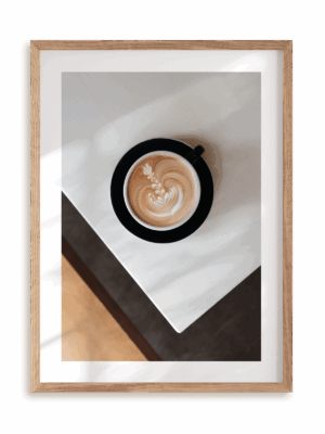 Plakat Sekret baristy w ramie drewnianej