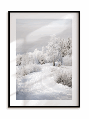 Plakat Zimą w dal w ramie aluminiowej