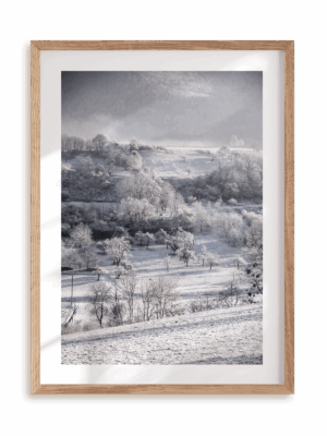 Plakat Zimowe pola w ramie drewnianej