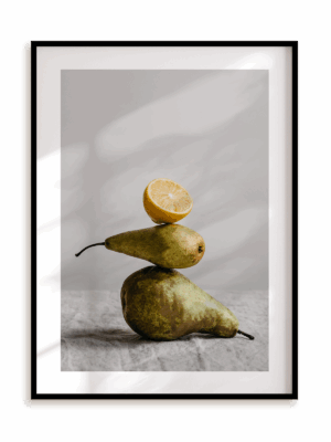 Plakat Cytryna i dwie gruszki w ramie aluminiowej