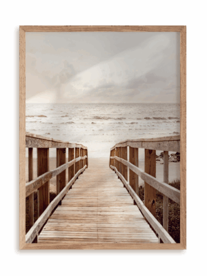 Plakat Idziemy na plażę w ramie drewnianej