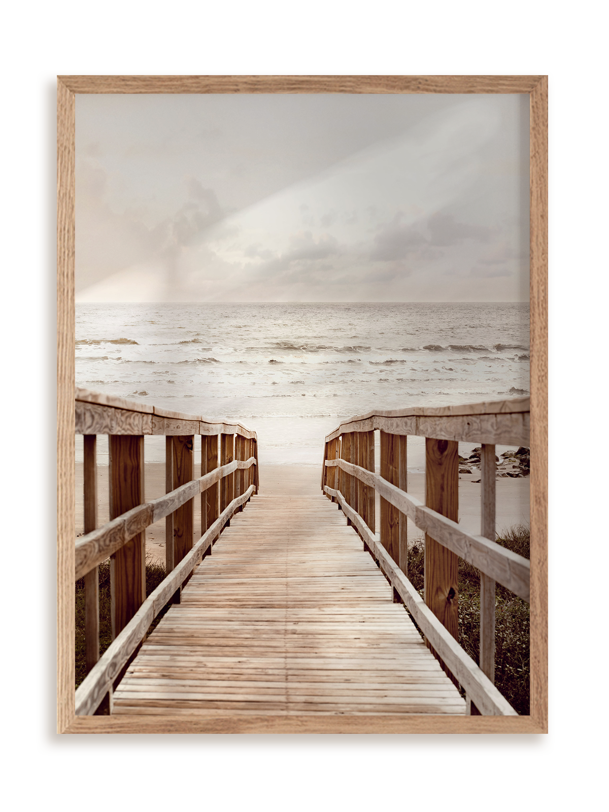 Plakat Idziemy na plażę w ramie drewnianej