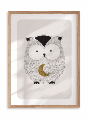 Plakat Sówka w ramie drewnianej