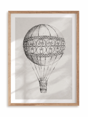 Plakat Ulotny Balon w ramie drewnianej