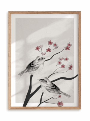 Plakat Ptasie ploteczki w ramie drewnianej