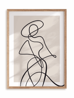 Plakat Dama w kapeluszu w ramie drewnianej