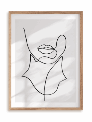 Plakat Pisana linią w ramie drewnianej