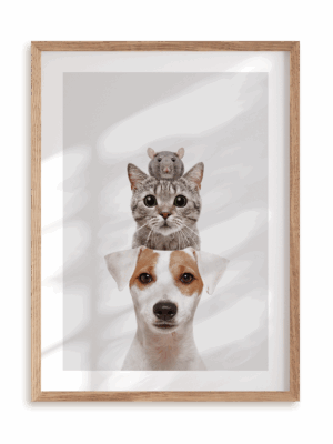 Plakat Idealne trio przyjaciół w ramie drewnianej