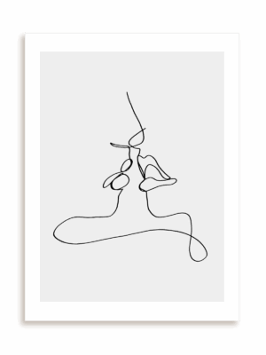 Plakat Minimalistyczny pocałunek bez ramy