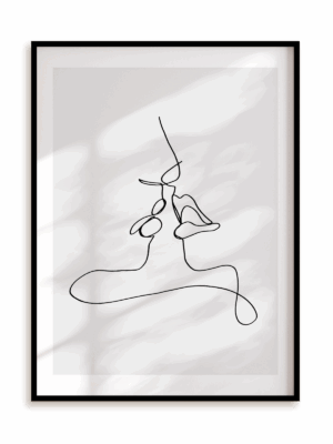 Plakat Minimalistyczny pocałunek w ramie aluminiowej