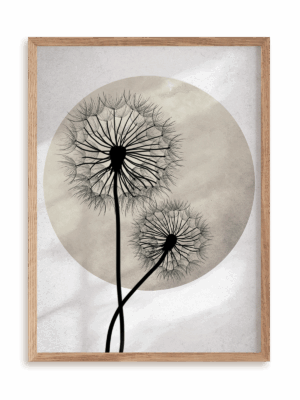 Plakat Dmuchawce w ramie drewnianej