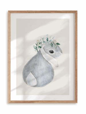 Plakat Króliczek w ramie drewnianej