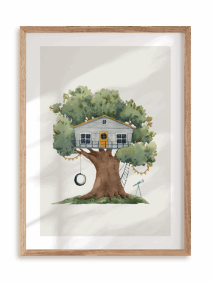 Plakat Domek na drzewie w ramie drewnianej