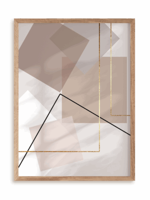 Plakat Beżowo kwadratowo I w ramie drewnianej