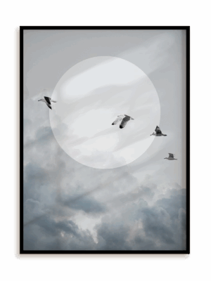 Plakat Klucz ptaków w ramie aluminiowej