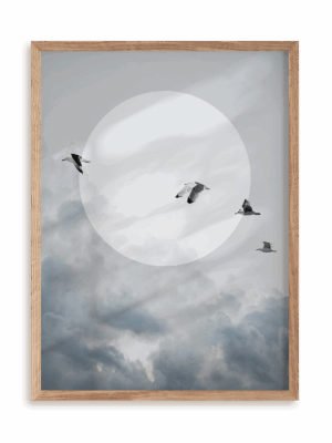 Plakat Klucz ptaków w ramie drewnianej