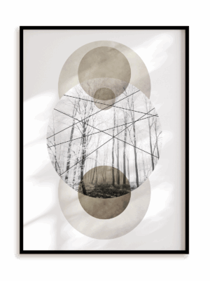 Plakat Krajobrazowa geometria - las w ramie aluminiowej