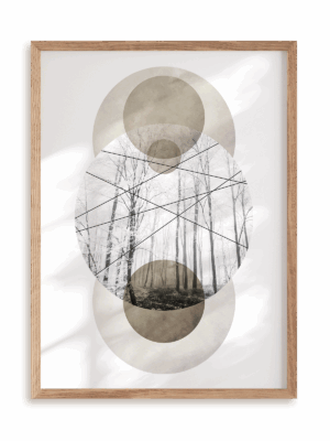 Plakat Krajobrazowa geometria - las w ramie drewnianej