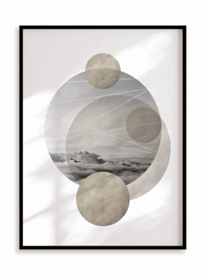 Plakat Krajobrazowa geometria - obłoki w ramie aluminiowej