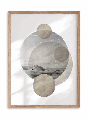 Plakat Krajobrazowa geometria - obłoki w ramie drewnianej