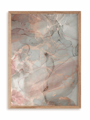 Plakat Abstrakcja z różowym złotem w ramie drewnianej