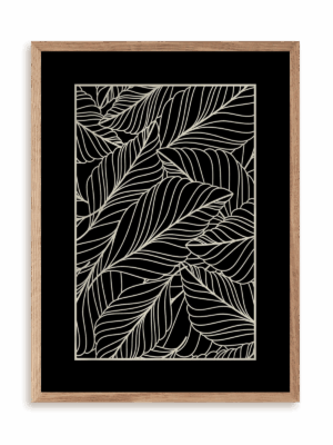 Plakat Wzorzec liści w ramie drewnianej
