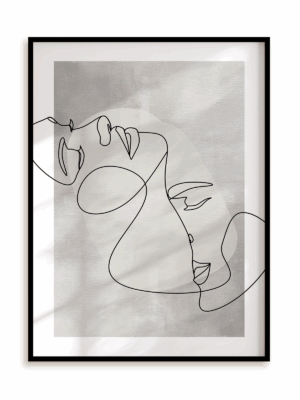 Plakat Romantyczny pocałunek w ramie aluminiowej