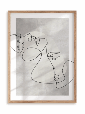 Plakat Romantyczny pocałunek w ramie drewnianej