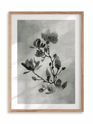 Plakat Rozkwitły czernią w ramie drewnianej