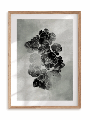 Plakat Czarny rozkwit w ramie drewnianej