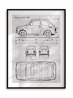 Plakat Polski Fiat 126 P w ramie aluminiowej