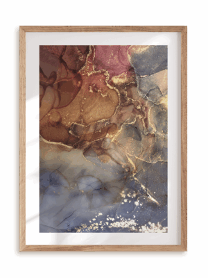 Plakat Ink art w ramie drewnianej