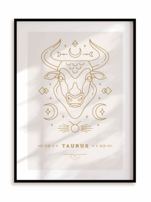 Plakat Stylowy Zodiak: Byk w ramie aluminiowej