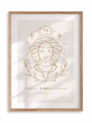 Plakat Stylowy Zodiak: Panna w ramie drewnianej