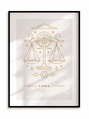 Plakat Stylowy Zodiak: Waga w ramie aluminiowej