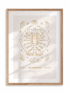 Plakat Stylowy Zodiak: Skorpion w ramie drewnianej