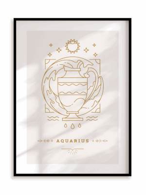 Plakat Stylowy Zodiak: Wodnik w ramie aluminiowej